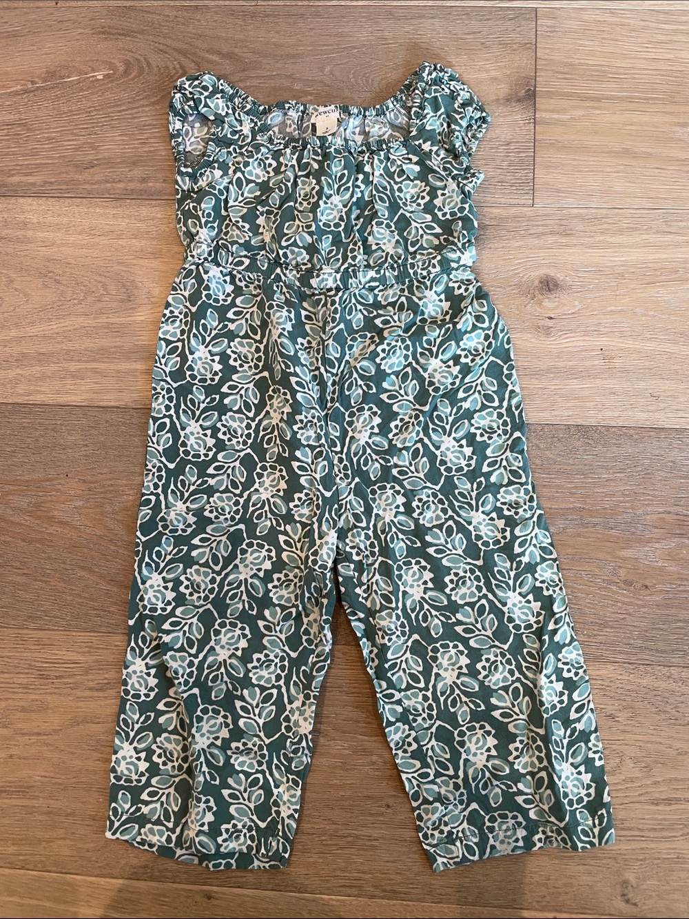 J. Crew Green and White Floral Girls One-Piece Romper